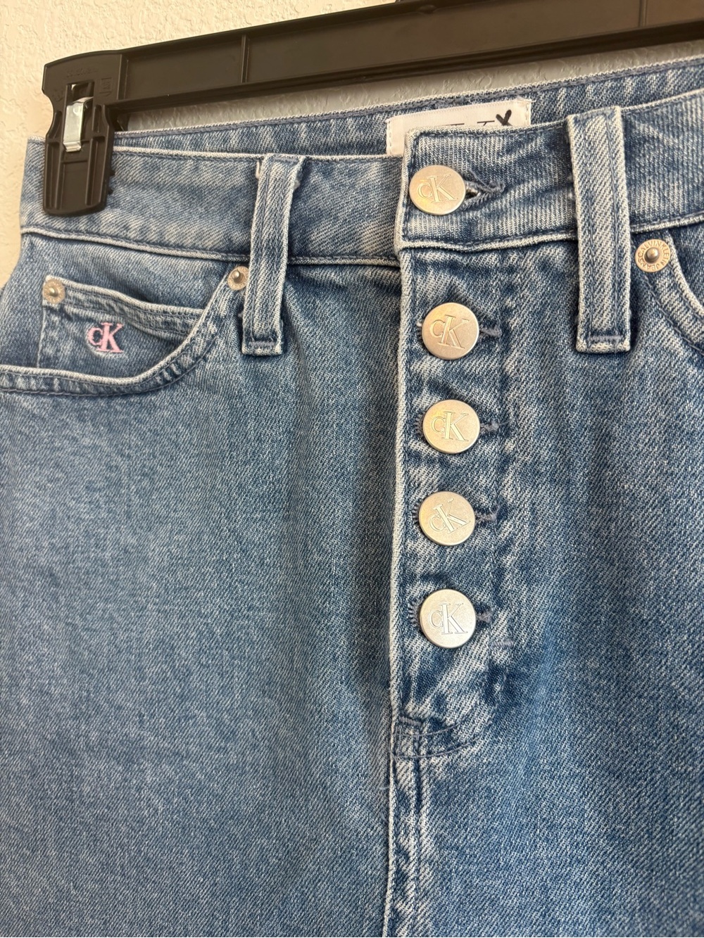 Calvin Klein CK1 High Rise Denim Mini Skirt Button Fly Y2K Women’s W25 - Picture 4 of 15